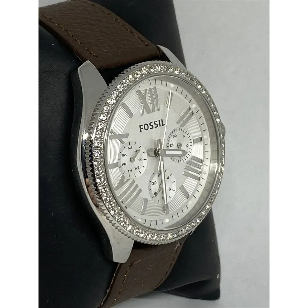 Fossil AM4481 Women's Brown Leather Analog Dial Quartz Genuine Wrist Watch CM477
